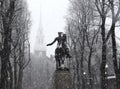 Statue of Paul Revere in front of North Church Royalty Free Stock Photo