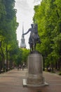 The Statue of Paul Revere and Old North Church behind at the Paul Revere Mall,  Boston, Massachusetts Royalty Free Stock Photo