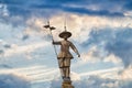 Statue of Pedro Mato in the Cathedral of Astorga, Spain with a cloudy sky in the background Royalty Free Stock Photo