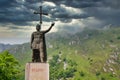 Statue of Pelagius of Asturias, known in Spanish as Pelayo at Covadonga, Asturias, Spain Royalty Free Stock Photo