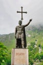 Statue of Pelagius of Asturias, known in Spanish as Pelayo at Covadonga, Asturias, Spain Royalty Free Stock Photo