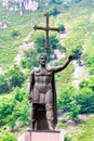 Statue of Pelagius of Asturias, known in Spanish as Pelayo at Covadonga, Asturias, Spain Royalty Free Stock Photo