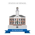 Statue of Pengel in Suriname vector flat attraction landmarks