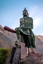 Cusco / Peru - May 29.2008: Statue of the peruvian king of Inca Pachacutec Royalty Free Stock Photo