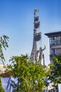 The statue of Peter the Great, a monument to Peter 1 with a height of 98 meters from the boulevard ring on a sunny summer day. Royalty Free Stock Photo