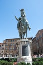 The statue of Piazza della Signoria Florence in Tuscany. Man on horseback, bronze sculpture. Equestrian statue of Duke of Florence