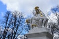 Statue of Pieta, Virgin Mary with dead body of Jesus Christ, located in front of baroque basilica in Sastin - Straze