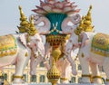 Statue of pink elephants Bangkok Thailand