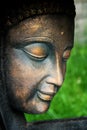 A statue of the pious face of Lord Buddha. Royalty Free Stock Photo