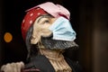 Statue of pirate with a face mask Royalty Free Stock Photo