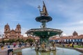 Statue at the Plaza de Armas in Cusco, Peru