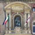 Statue of Pope Gregory XIII over the front entrance of the d\'Accursio Palace in Bologna, Italy.