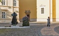 Statue of Pope John Paul II close to St. Nicholas church in Presov, Slovakia Royalty Free Stock Photo