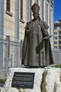 Statue of Pope John XXIII in front the Cathedral of St Joseph,