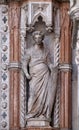 Statue on the Porta della Carta, detail of the Doge Palace, St. Mark Square, Venice Royalty Free Stock Photo