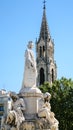 statue of Pradier fountain in Nimes city