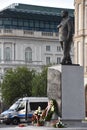 Statue of President Lech Kaczynski in Warsaw, Poland Royalty Free Stock Photo