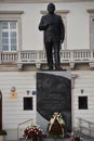 Statue of President Lech Kaczynski in Warsaw, Poland Royalty Free Stock Photo