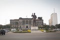 Statue of president Samora of Mozambique with town hall Royalty Free Stock Photo