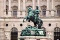 Statue of Prince Eugen in front of Hofburg Palace Heldenplatz Vienna