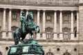 Statue of Prince Eugen in front of Hofburg Palace Heldenplatz in Vienna