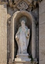 Statue of the Prophet Elisha on the right side of the entrance to the Carmo Church in Porto, Portugal. Royalty Free Stock Photo