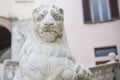 Statue of a proud lion with shield