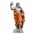 The Statue Of Pythagoras Holding Three Books In Silver And Orange