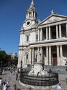 London, United Kingdom- June 2019: Statue of Queen Anne and Saint Paul`s Cathedral in the background, London Royalty Free Stock Photo