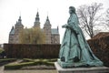 Statue of Queen Caroline Amalie of Augustenburg in Rosenborg Castle Gardens in Copenhagen, Denmark. February 2020 Royalty Free Stock Photo