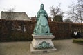 Statue of Queen Caroline Amalie of Augustenburg in Rosenborg Castle Gardens in Copenhagen, Denmark. February 2020 Royalty Free Stock Photo