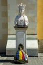 Statue of Queen Maria, Marie of Romania Marie Alexandra Victoria in front of the Orthodox Coronation Cathedral in Alba Iulia, T