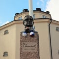 Statue of Ragnar Lassinantti in front of the White Dove in LuleÃÂ¥