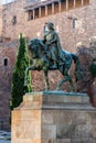 Statue of Ramon Berenguer III sculpted by Frederic Maras in Barcelona, Spain Royalty Free Stock Photo