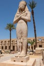 The statue of Ramses II with his daughter Merit-Amon in the temple of Amun-RA in Karnak, Luxor, Egypt Royalty Free Stock Photo