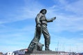 Statue representing Danish fisherman and maritime rescue worker Skagen Harbour, Denmark