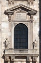 Statue representing the New Law on the Milan Cathedral's facade Royalty Free Stock Photo