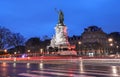 The statue of the Republic in the early rainy morning , Paris, France.