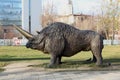 Moscow, Russia - October 28, 2019: Statue: Rhinoceros of Elasmotherium