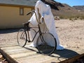 Creepy Ghost with Bicycle Statue in Rhyolite, Nevada