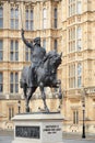 Statue of Richard I Coeur de Lion, Lionheart in London near West Royalty Free Stock Photo
