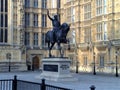 Statue of Richard I outside Houses of Parliament, London city, England