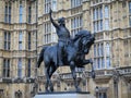 Statue of Richard the Lionheart outside the Houses Parliament, London. Royalty Free Stock Photo