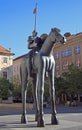 Statue of rider on horse with disproportionate legs Royalty Free Stock Photo