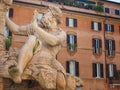 Statue of the river-god Danube on the Fountain of the Four Rivers Fontana dei Quattro Fiumi in the Piazza Navona in Rome, Italy. Royalty Free Stock Photo