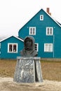 Statue of Roald Amundsen in Ny Alesund. Spitsbergen, Svalbard, Arctic, Norway