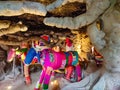 Statue at the rockgarden on 24 august 2019 in Chandigarh India.indian culture shown by dummies.Nek Chand established in 1957.