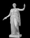 Statue of roman Ceres or greek Demeter isolated on black with clipping path. Goddess of agriculture, harvest, grain, and