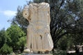 The statue of the Roman Emperor Hadrian at the Ancient Agora in Athens, Greece Royalty Free Stock Photo