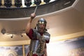 Statue of Roman legionary with his Gladius or short sword in Chester England